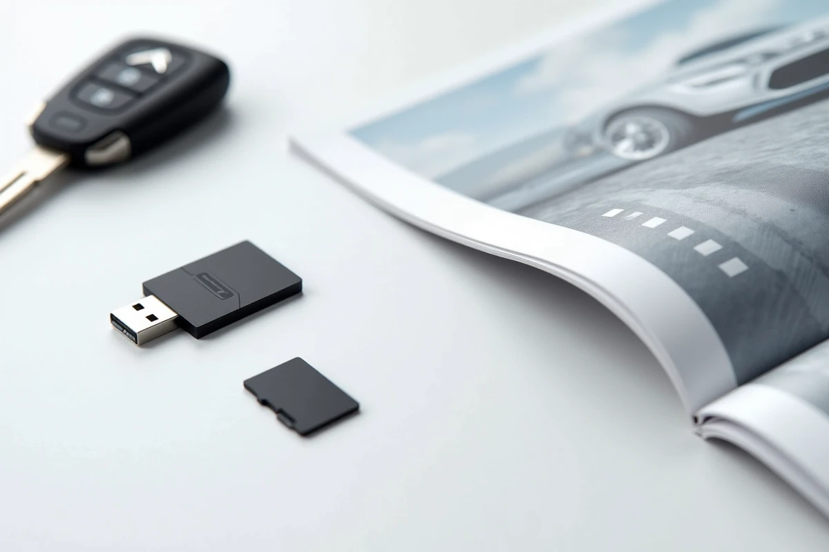 Clé USB, carte SD et manuel Citroën pour réaliser une mise à jour du système GPS navigation