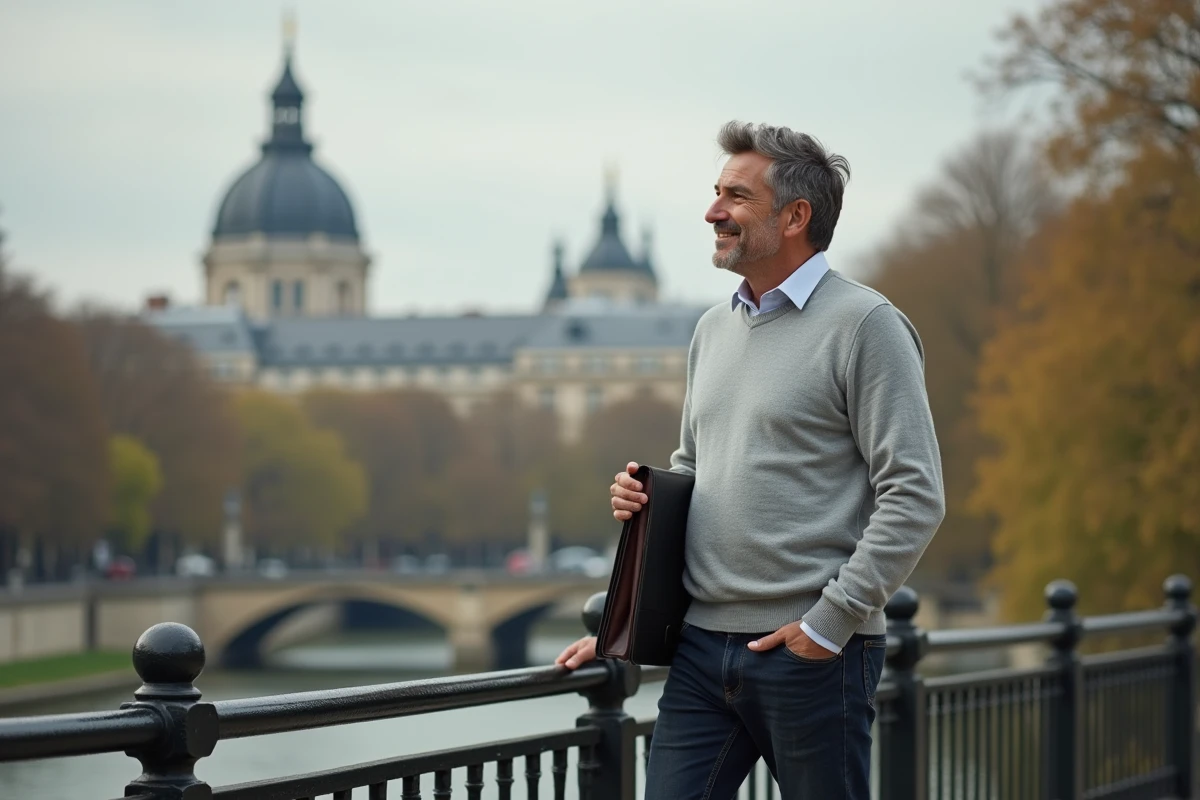 Homme français dehors dans un parc urbain